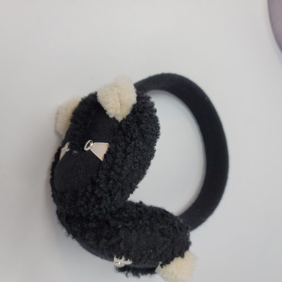 Coach Accessories Coach Earmuffs Os Raccoon Shearling Wool Leather